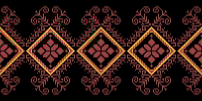 Seamless inspired embroidery pattern, Vector horizontal seam fabric ornamentals design for fashion clothes, fabric, textile, decoration background.
