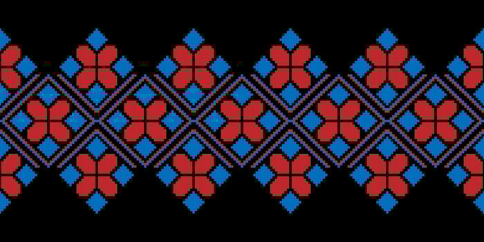 Seamless inspired embroidery pattern, Vector horizontal seam fabric ornamentals design for fashion clothes, fabric, textile, decoration background.