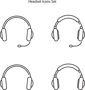 headset icons set isolated on white background. headset icon thin line outline linear headset symbol for logo, web, app, UI. headset icon simple sign. vector