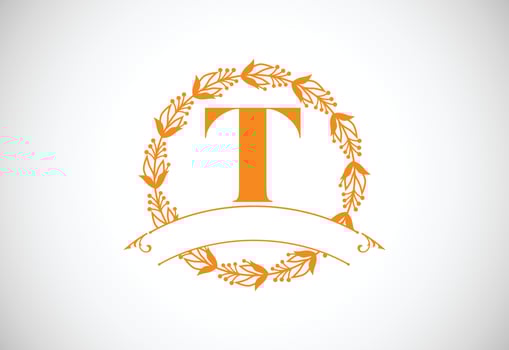 Floral Alphabet monogram letter T. Monogram initials for wedding invitations, greeting cards, logos, posters, and other design vector