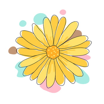 Flower vector illustration designed in bright colors Doodle style on white background for cards, backgrounds, poscard, posters, gifts, spring themed decorations, and more