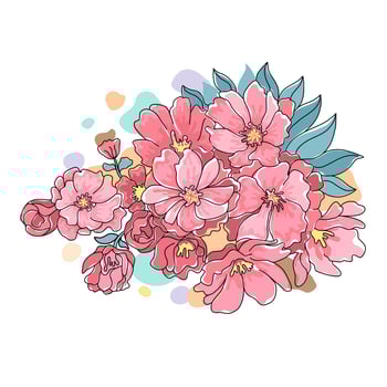 Flower vector illustration designed in bright colors Doodle style on white background for cards, backgrounds, poscard, posters, gifts, spring themed decorations, and more