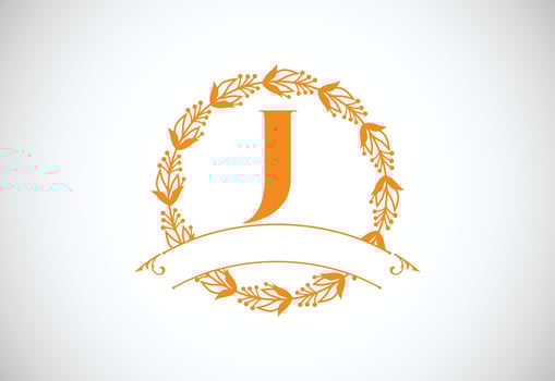 Floral Alphabet monogram letter J. Monogram initials for wedding invitations, greeting cards, logos, posters, and other design vector