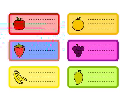 set of blank fruit paper notes, reminder, sheets of paper, note with fruit pattern vector