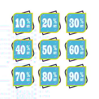 Label Discount Percent Color Flat Vector Design - Sticker Coupon Promotion