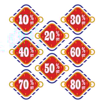 Label Discount Percent Color Flat Vector Design - Sticker Coupon Promotion