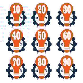 Label Discount Percent Color Flat Vector Design - Sticker Coupon Promotion - Light Setting Symbol