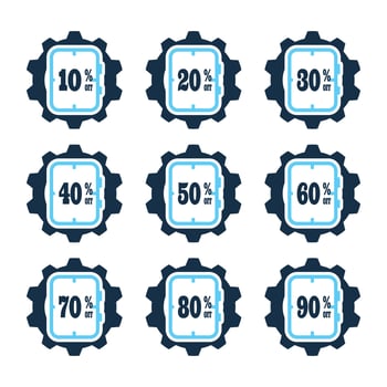 Label Discount Percent Color Flat Vector Design - Sticker Coupon Promotion - Setting Symbol