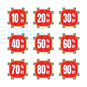 Label Discount Percent Color Flat Vector Design - Sticker Coupon Promotion