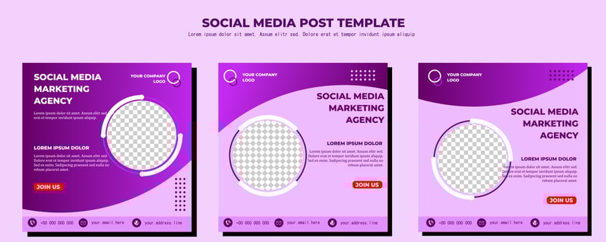 Purple Vector Social Media Post Template, vector art illustration and text