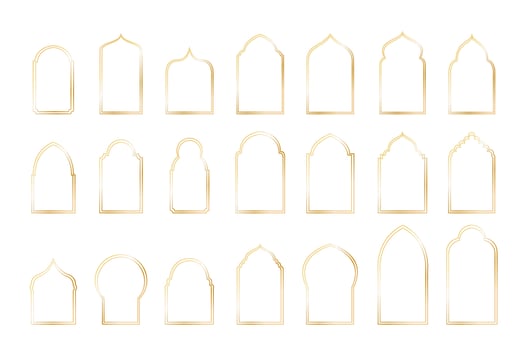 Islamic Arabic arch window and door geometric laser cutting template. Traditional design and culture. vector