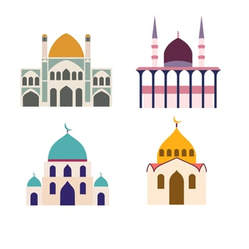 Set of mosque flat illustration vector