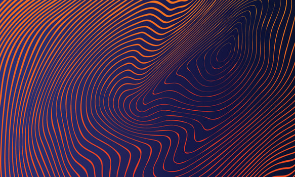 Orange and yellow circle lines gradient on blue background. vector