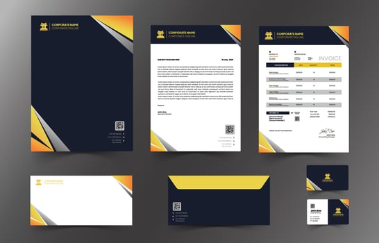 Business Stationary Kit Template For Company Branding vector