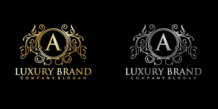 Floral Heraldic Luxury circle Logo template in vector for Restaurant, Royalty, Boutique, Cafe, Hotel, Jewelry, Fashion and other vector illustration