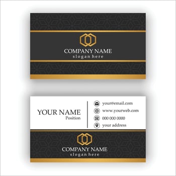 Black and gold color creative modern business card design vector