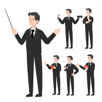 Businessman character design presenting concept vector