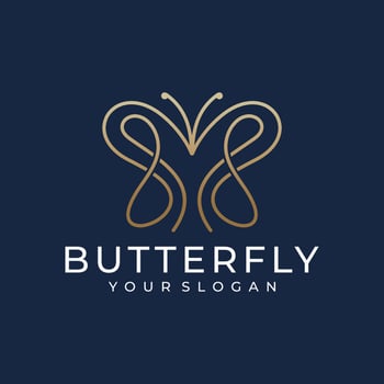 butterfly logo vector line outline monoline icon illustration