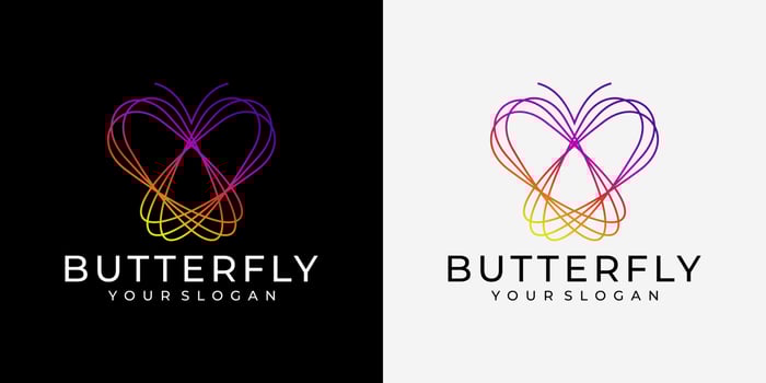 butterfly logo vector line outline monoline icon illustration