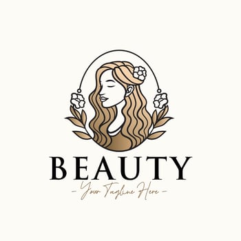 Woman feminine gold beauty logo design template vector