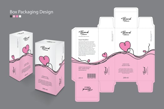 Box, Packaging Template for cosmetic, Supplement, spa, Beauty, food, Hair, Skin, lotion, medicine, cream.  product design creative idea template. vector illustration