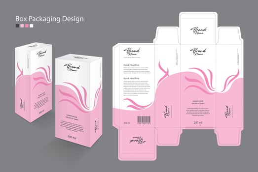 Box, Packaging Template for cosmetic, Supplement, spa, Beauty, food, Hair, Skin, lotion, medicine, cream.  product design creative idea template. vector illustration