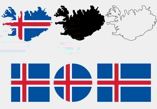 map flag republic of iceland icon set isolated on white background vector