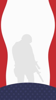 American flag with Silhouette of a veteran soldier, and copy space Area. Suitable to be placed on content with that theme. vector
