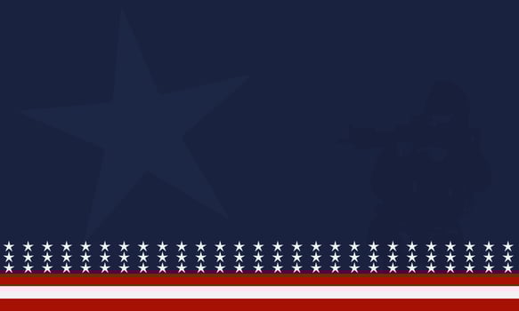 American flag with Silhouette of a veteran soldier, and copy space Area. Suitable to be placed on content with that theme. vector