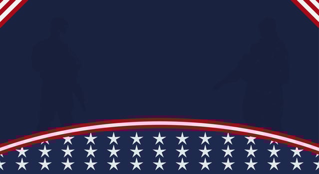 American flag with Silhouette of a veteran soldier, and copy space Area. Suitable to be placed on content with that theme. vector