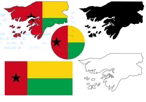 Republic of Guinea-Bissau map flag icon set vector