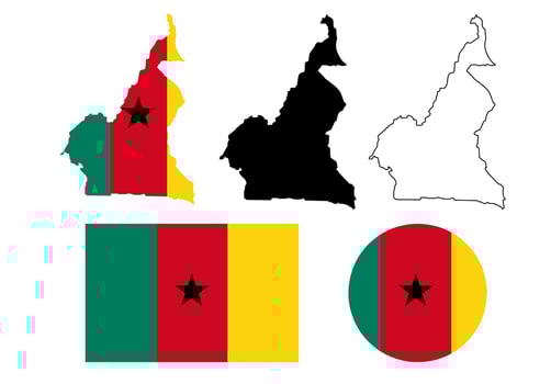Republic of Cameroon map flag icon set vector