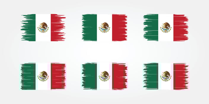 Mexico Flag Brush Collection. National Flag vector