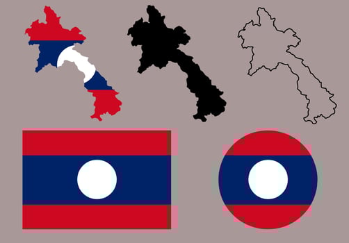 laos map flag icon set vector