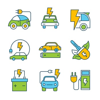 Electric Car Icon Set vector