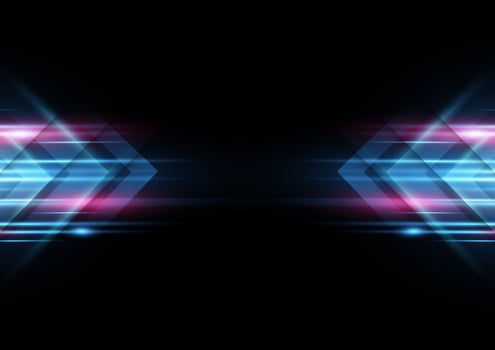 Modern abstract blue speed line technology light effect on black background vector illustration.
