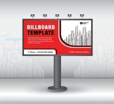 Billboard design template, advertisement, Realistic construction for outdoor advertising on city background, banner design for outdoor advertising, web banner, poster, presentation, Business template vector