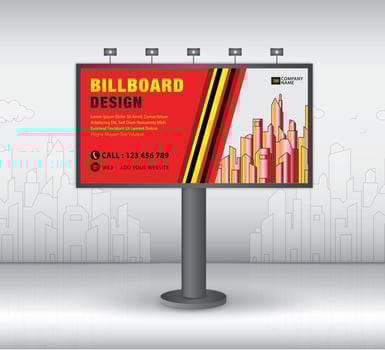 Billboard design template, advertisement, Realistic construction for outdoor advertising on city background, banner design for outdoor advertising, web banner, poster, presentation, Business template vector