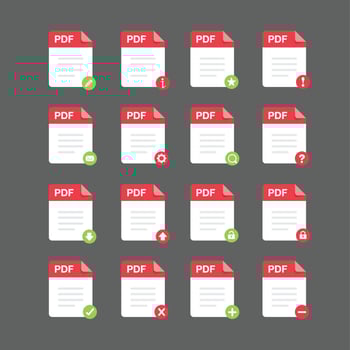 PDF files icon set , vector design element
