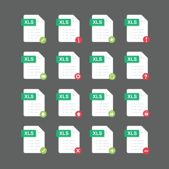 Flat design with XLS files icon set ,vector design element illustration vector