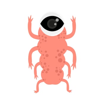 Tardigrade wear astronaut helmets. Cartoon vector illustration.
