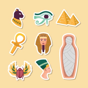 Egyptian Doodle Hand drawn Sticker Collection vector