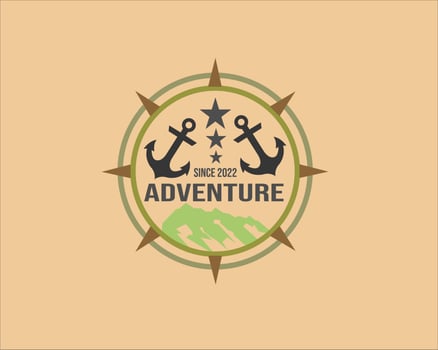 adventure logo template design with two anchors vector
