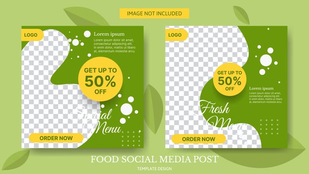 food culinary social media post template design for  promotion in green and yellow vector
