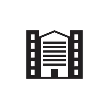 Black building vector icon isolated on white background