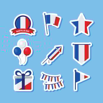 Set of Bastille Day Festivity Icons vector