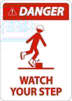 Danger Watch Your Step Sign On White Background vector