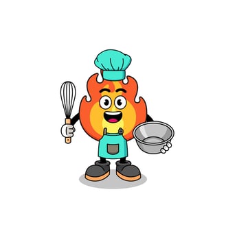 Illustration of fire as a bakery chef vector