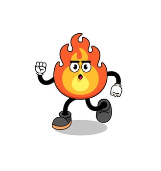 running fire mascot illustration vector
