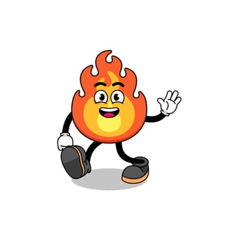 fire cartoon walking vector